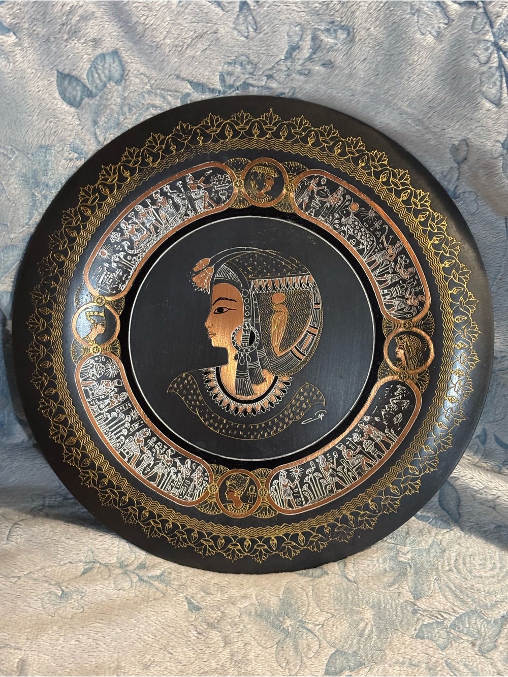 El Shami Queen Nefertiti Handmade Copper Plate Hand Made in Egypt